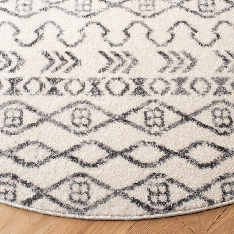 Tapis ivoire / gris Southwestern, Rectangle 6 pi 7 po x 8 pi 7 po