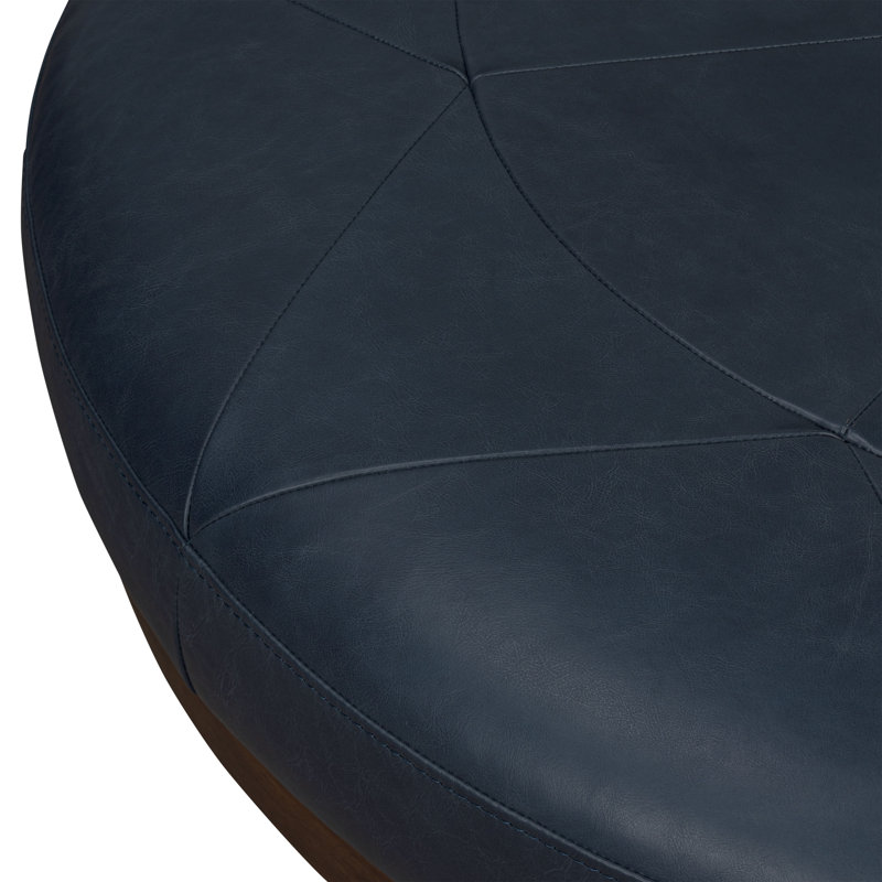 Gio Full-Grain Genuine Italian Leather Ottoman, Deepsky Blue