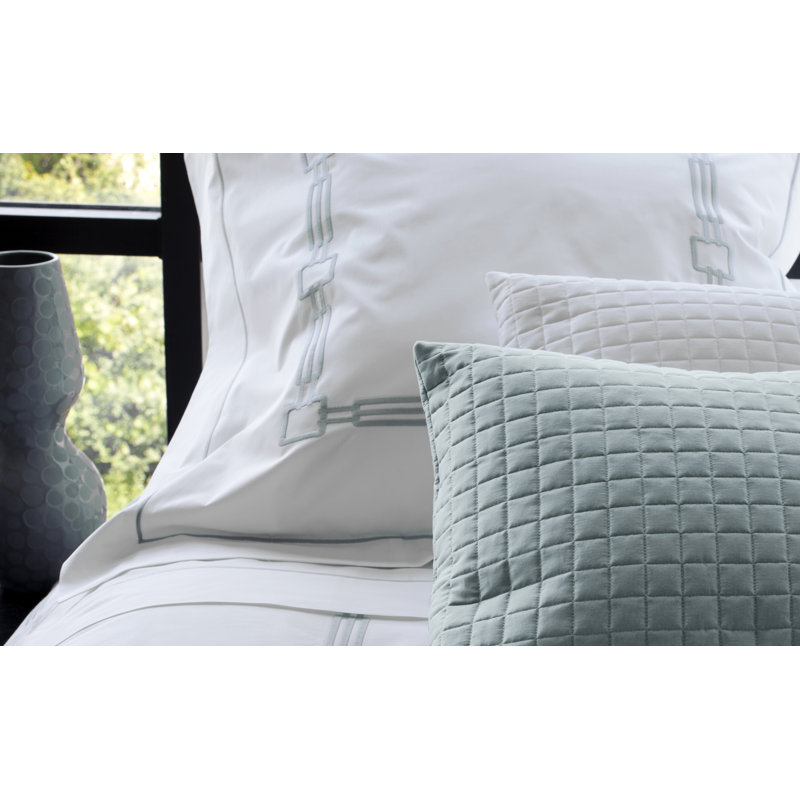 Retro Percale Flat Sheet, King Flat Sheet, Wilton Blue