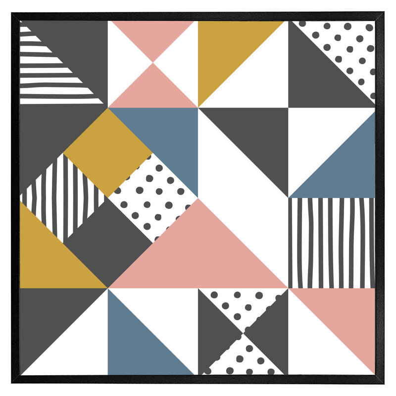 Ashantey Coloured Geometric Pattern - Single Picture Frame Print, Black Framed, 51cm H x 51cm W x 4cm D