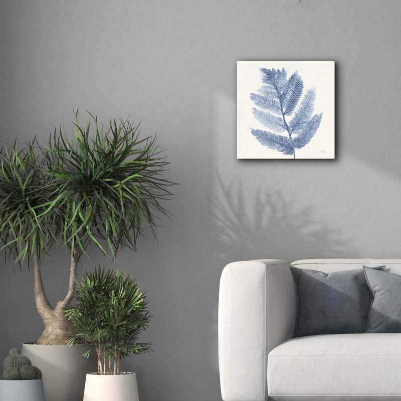 «Forest Ferns I Blue» par Albena Hristova, art mural sur toile, H 18 po x l 18 po