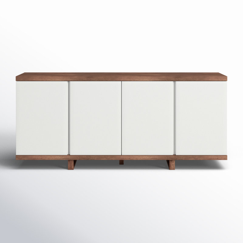 Modern Brazilian 71'' W Solid Wood Sideboard, Nogal/Off White