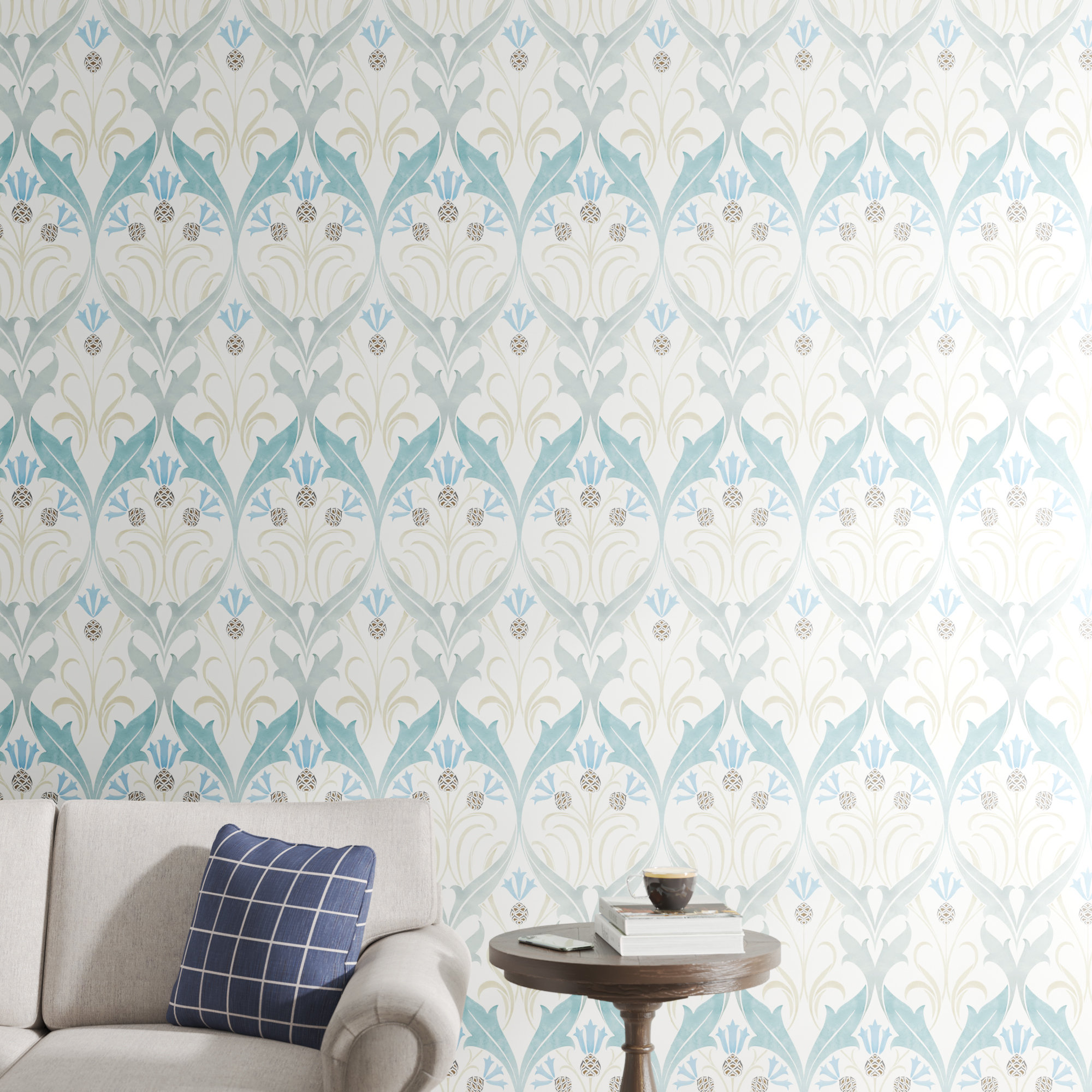 Harmon Floral Wallpaper, Teal