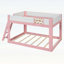 Grand lit superposé bas grand lit, convertible en bois avec échelle réversible et garde-corps de sécurité, rose et blanc-14322807