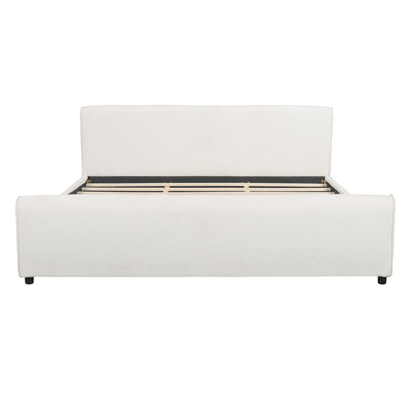 Pas de sommier tapissier, cadre très grand blanc, chambre à coucher courbée moderne