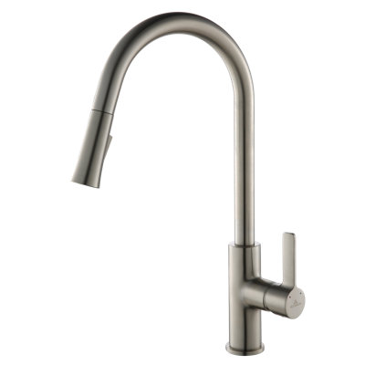 Robinet de cuisine escamotable à poignée simple en nickel brossé Blossom