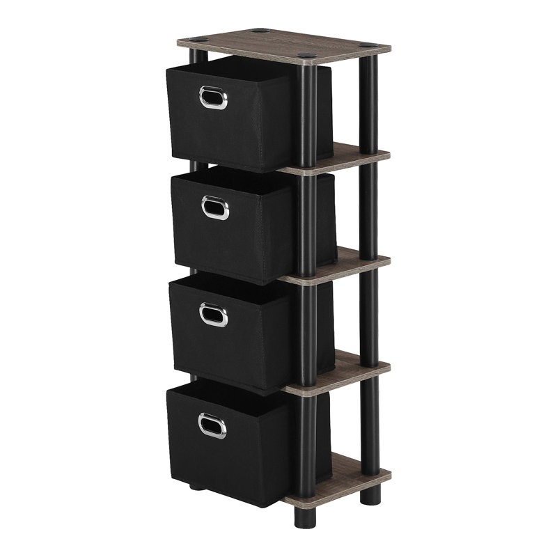 Daanyal 73.15 cm H x 28.7 cm W Cube Bookcase, Columbia Walnut/Black/Black