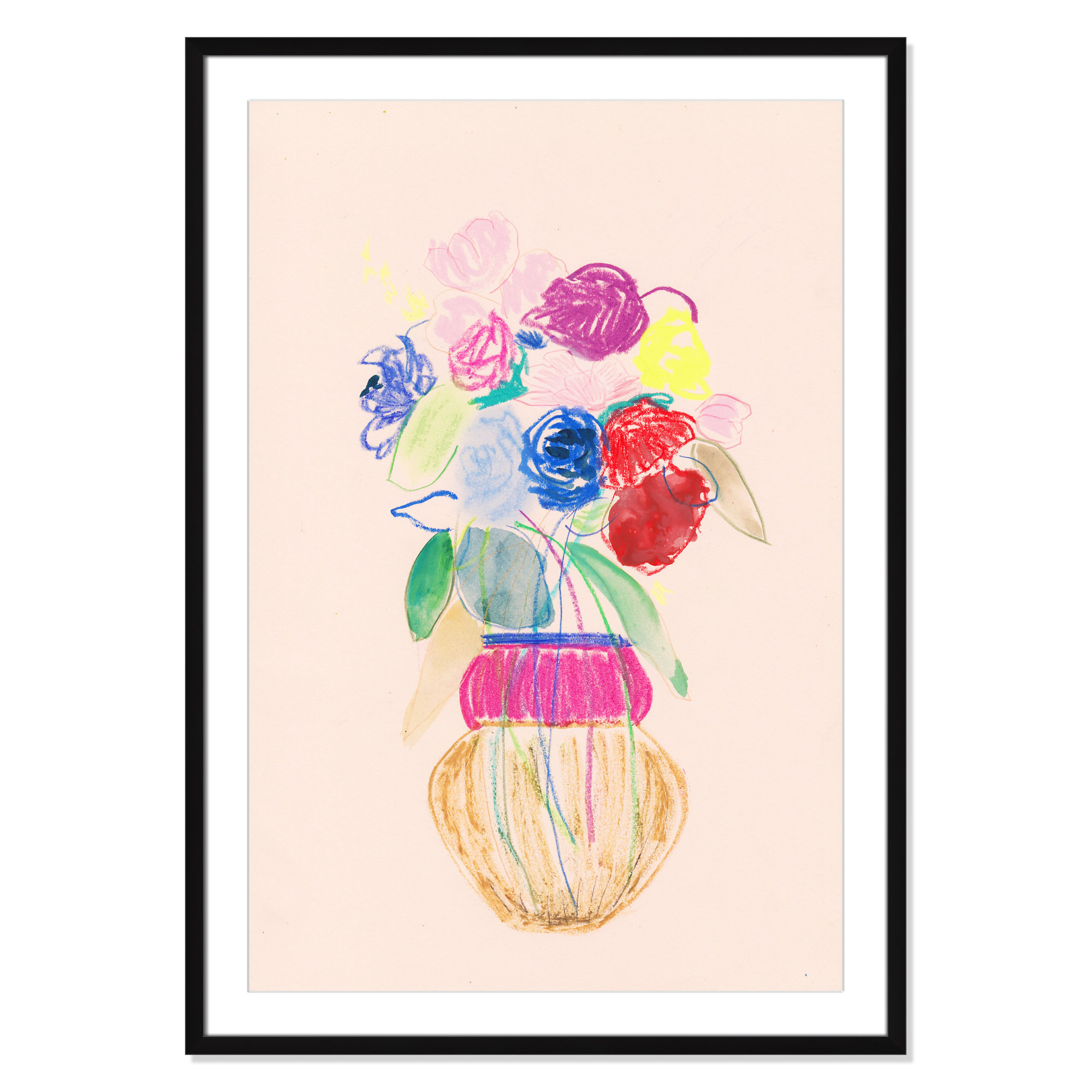 Simple Floral II Print by Bea Dina, Black Single Picture Framed Paper, White, 41.5" H x 29.5" W x 1.25" D
