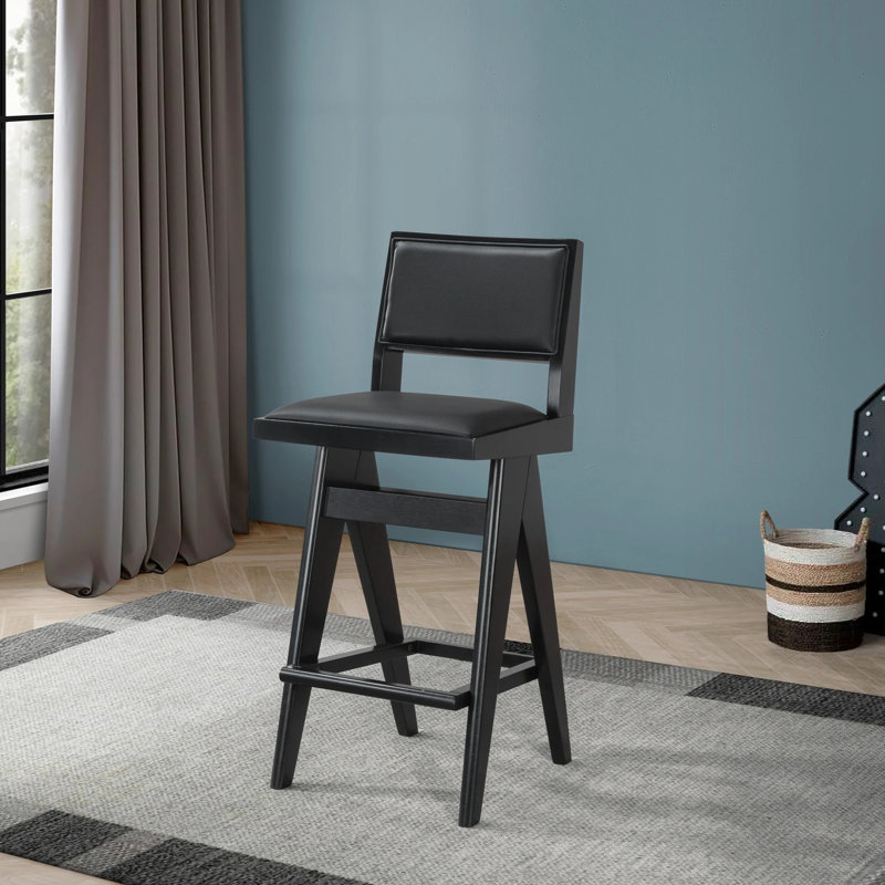 Tabouret de bar Keira en polyuréthane noir (ensemble de 2)