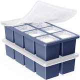 Large Ice Cube Trays For Whiskey:  Big Silicone Ice Cube Trays 2Inch- Huge Square Ice Cubed Tray For Whisky And Cocktail