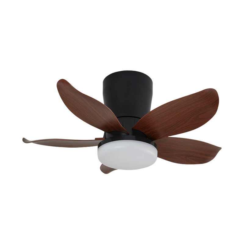 Ceiling Fan with LED Lights, Brown Wood
