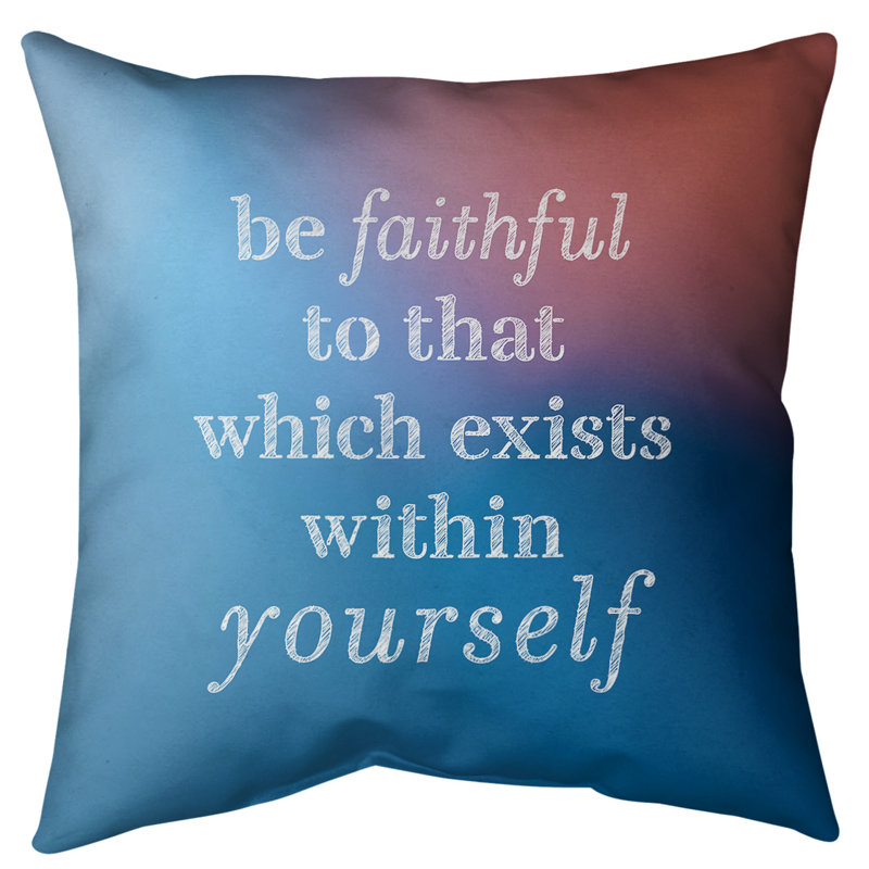 Coussin de sol be loyal to yourself, H 28 po x l 28 po, Bleu / Rose