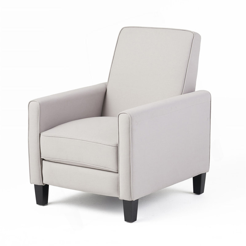 Cantalupo 26.75" W Manual Push Back Upholstered Club Recliner,  Light Gray Linen