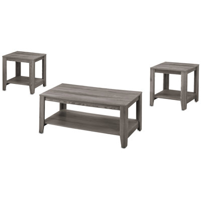 Living Room 3Pcs Table In Grey - Coffee, End & Side Tables With Broad Surface For Decorations And Extra Storage Abundant