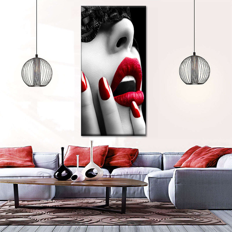 Impression sur toile «Red Lips», H 27 po x l 54 po x P 1,25 po