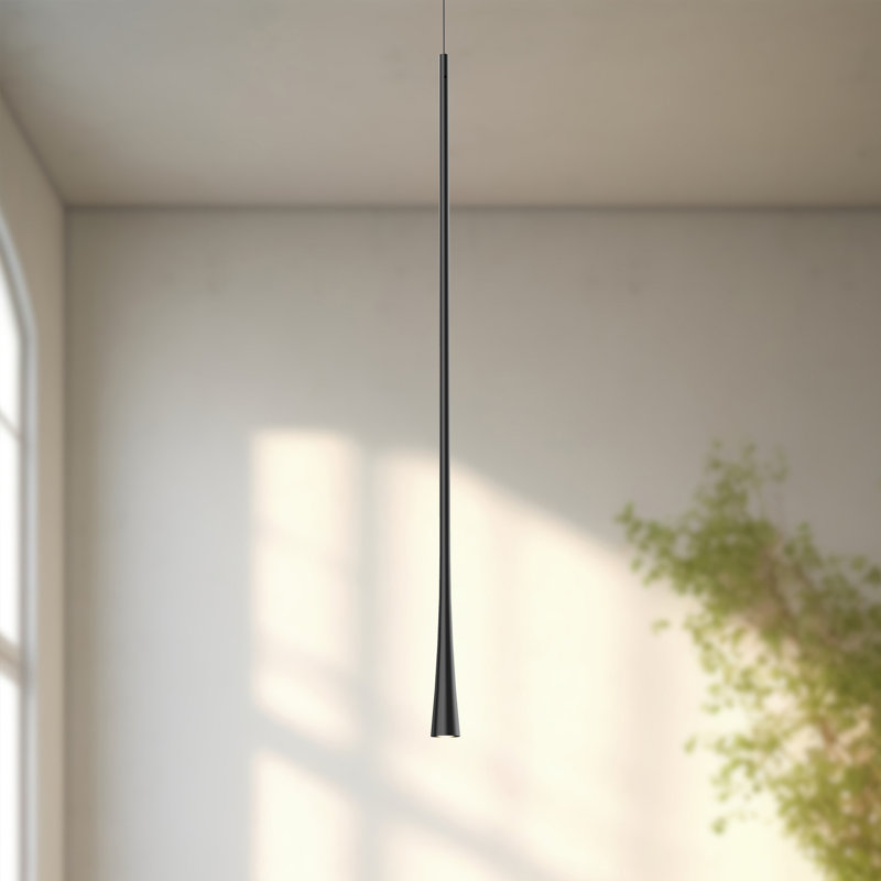Luminaire suspendu cylindrique à DEL Taper, Noir, H 151,75 po x l 1,25 po x P 1,25 po