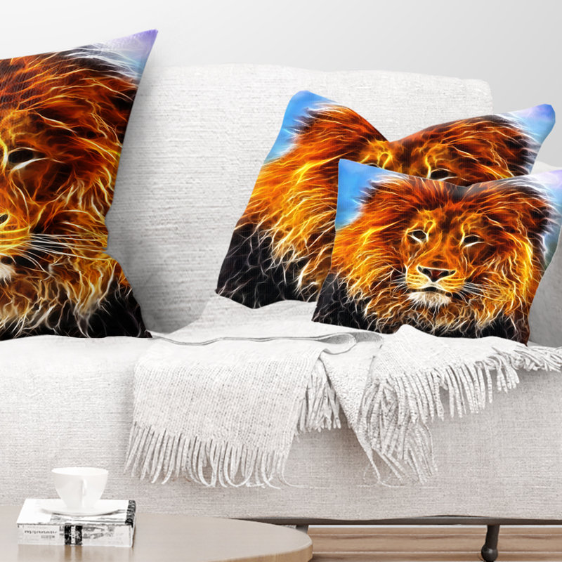 Dessin du roi de la jungle - Coussin décoratif à imprimé animal