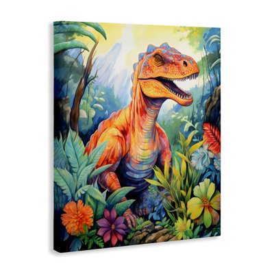 Dinosaur Leafy Green Jungle Canvas, design by Creative Studio
