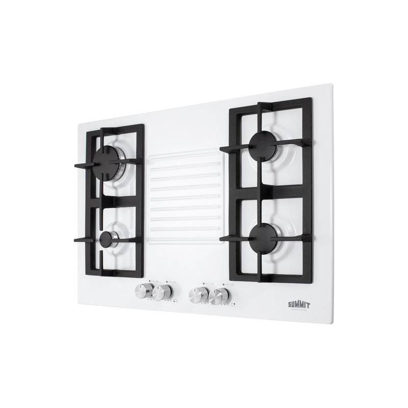 Summit Appliance 30" White Gas 4 Burner Cooktop