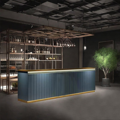 Rustic Style Bar Front Desk with Storage and Bar Counter by KPXU Bar Counter