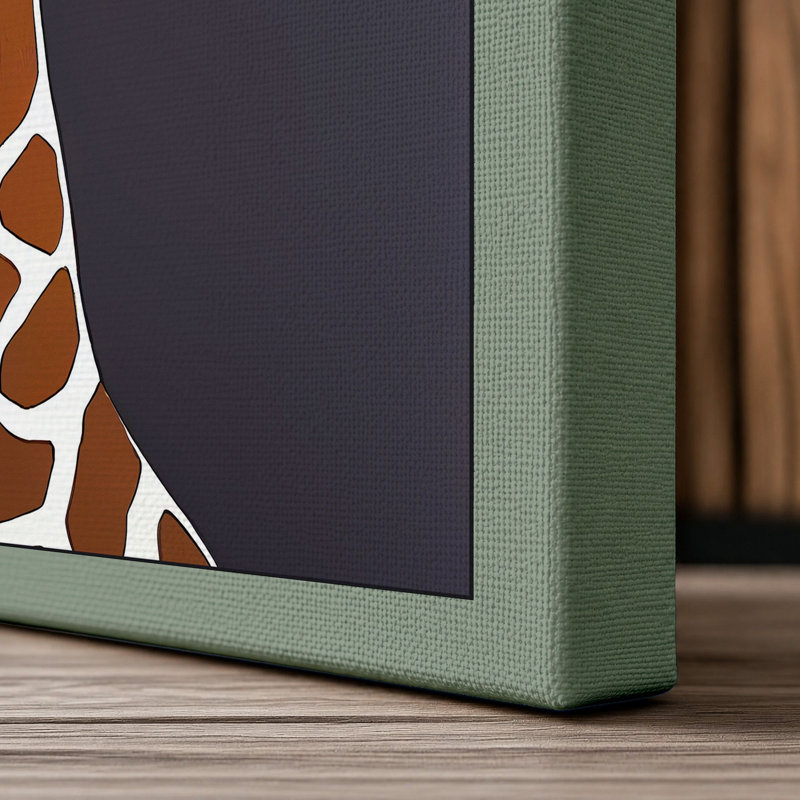 Giraffe Portrait Modern 1 Piece Wrapped Canvas Wall Art, 30x20 - 76.2 x 50.8 cm, Sage Border