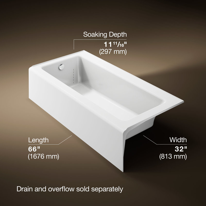 Bellwether® Alcove 66" x 32" Soaking Bathtub, White