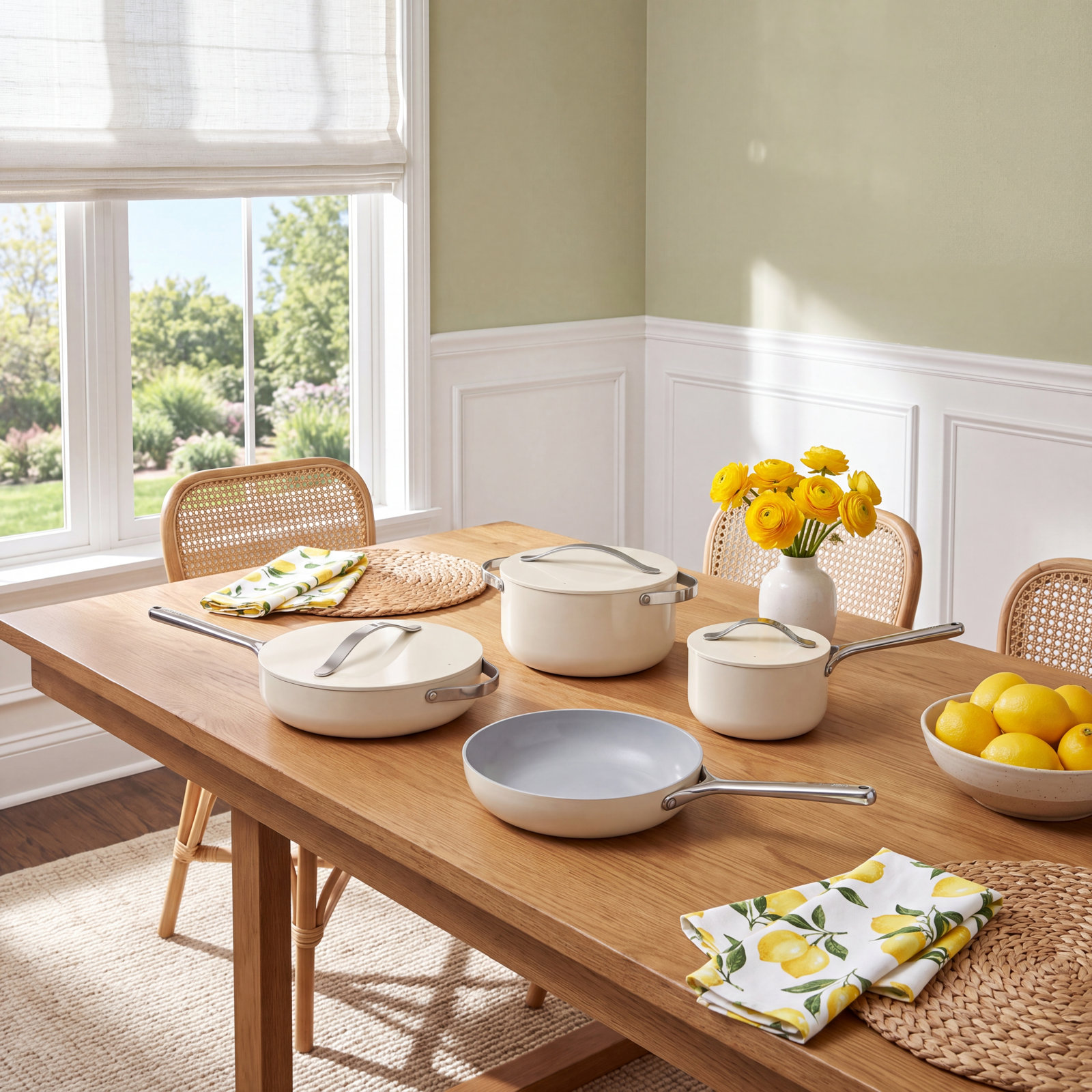 Caraway Ceramic Non-Stick Cookware Set, Cream