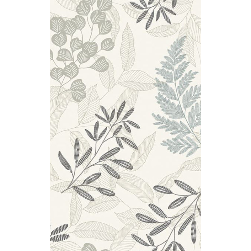 Papier peint botanique branches tropicales et feuilles, Bleu