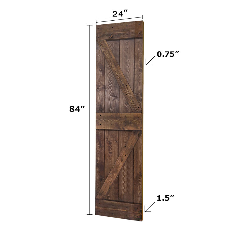 Porte de grange pliante en bois massif de style K avec trousse de quincaillerie - assemblage requis, Noyer foncé