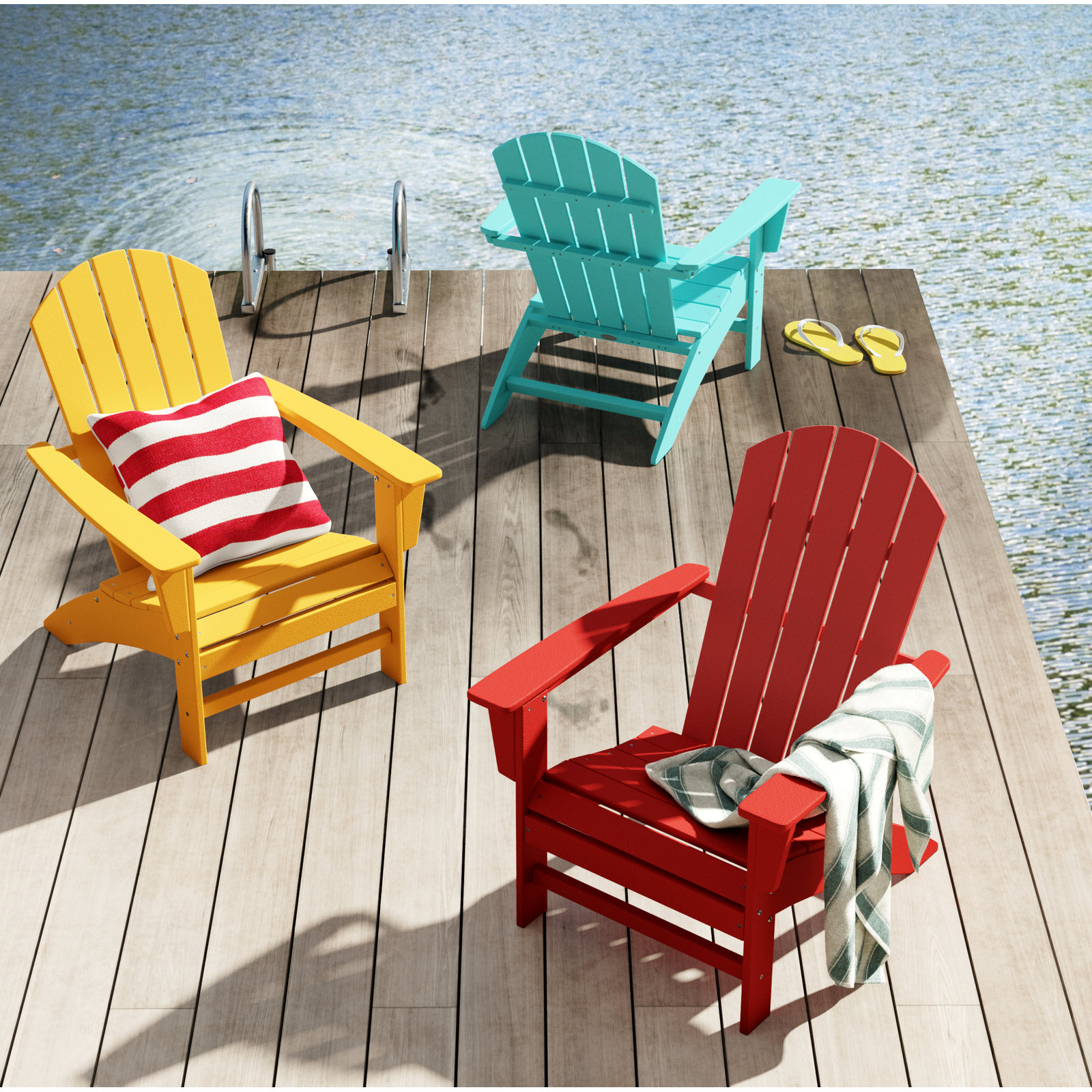 POLYWOOD® Nautical Adirondack Chair, Sunset Red
