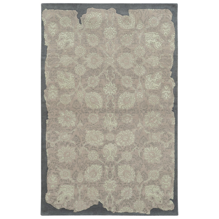 Tapis gris / vert touffeté à la main Color Influence Ikat