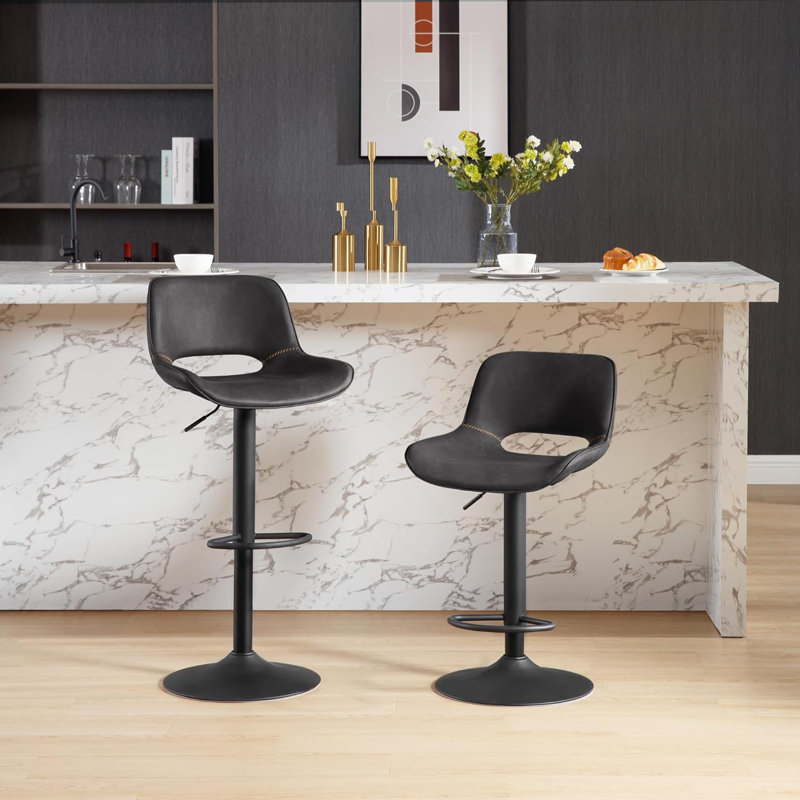 Soza Adjustable Height Swivel Bar Stool, Black