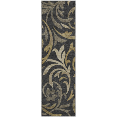 Premium Machine Washable Prisco Black Rug
