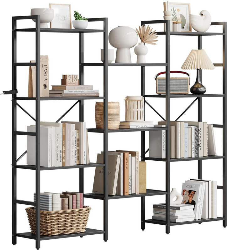 138cm H x 158cm W Steel Bookcase, Black