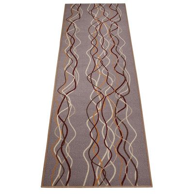 Tapis rayé gris antidérapant à poils courts