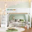 Lit mezzanine double en bois massif pour enfants avec garde-robe intégré et tablettes à côté-1483164909-1483164908