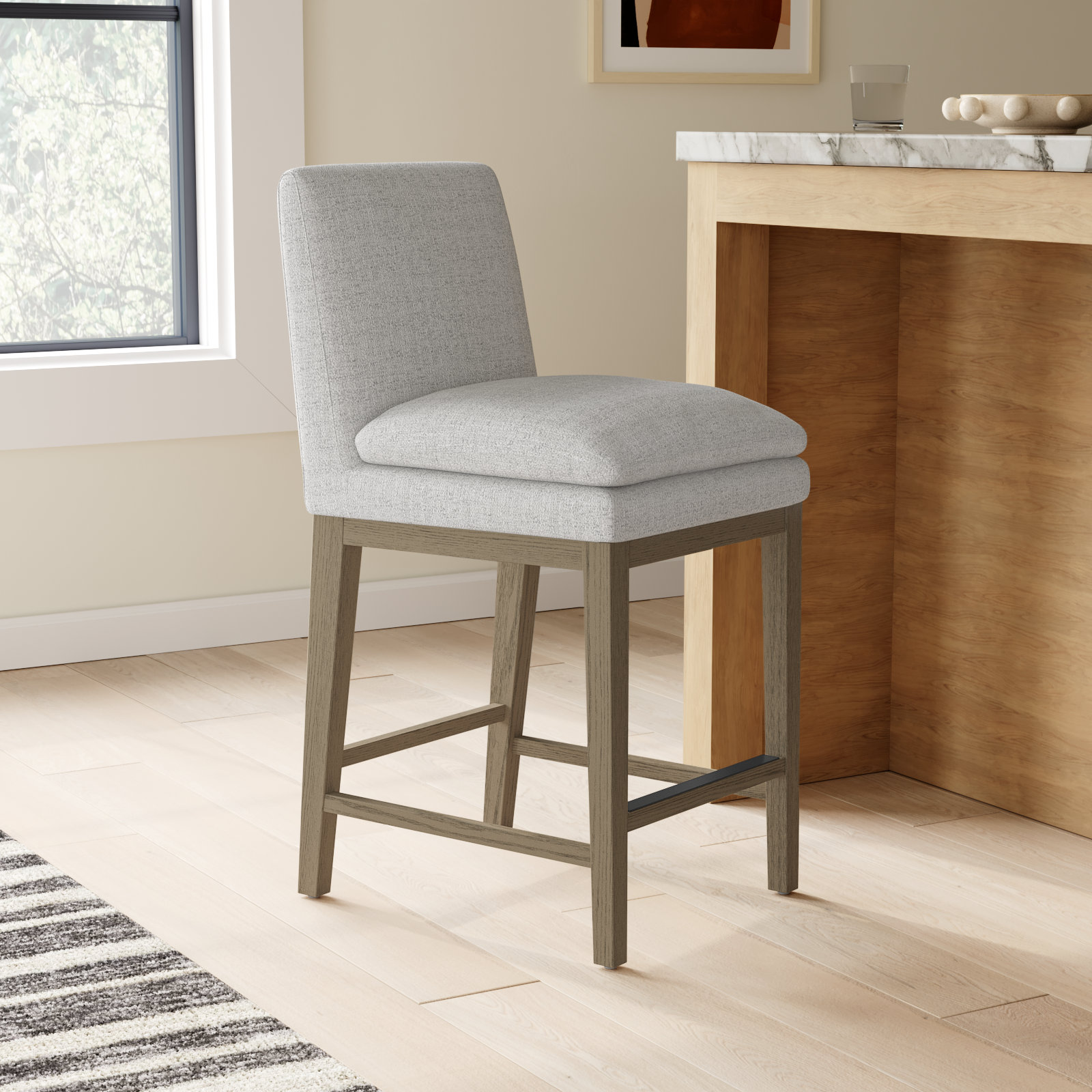 Bethea 26" Bar Stool, Gray Heathered, Graywash