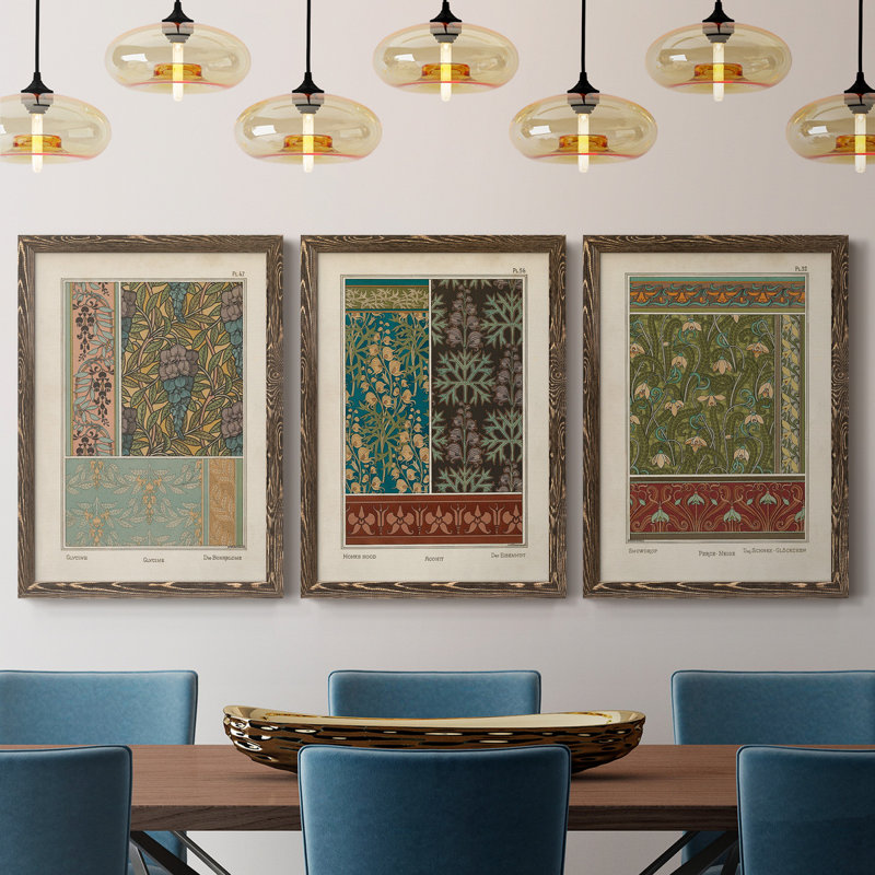 Desert Stones I - Ensemble de 3 peintures sur toile encadrées, H 37,5 po x l 82,5 po x P 1,5 po, Noyer