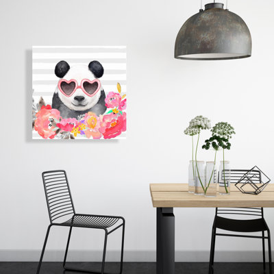 Panda with Heart Glasses Canvas  Bedroom Wildlife Home Decor