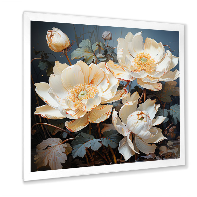 Lotus Bliss Unveilé IV sur toile, H 24 po x l 24 po x P 1 po, Cadre simple blanc