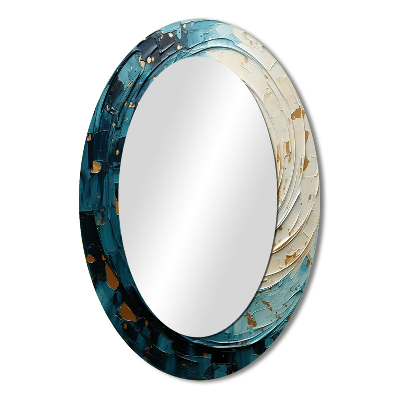 Spirals Celestial II - Abstract Spirals Unique Mirror, Modern Large Wall Mirror, Printed Metal Art, 36" x 24", Oval