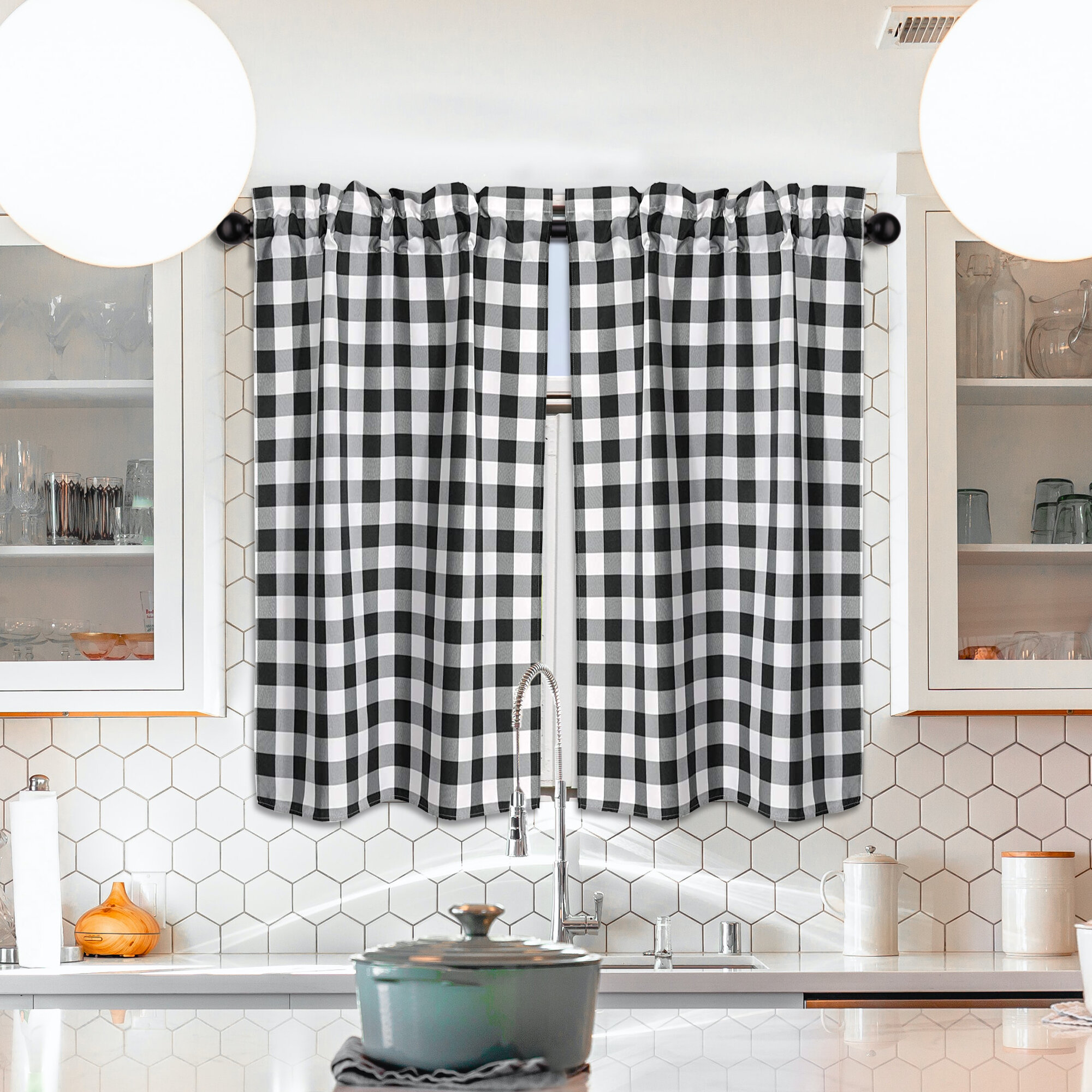 Woven Trends Farmhouse Curtains Kitchen Decor, Buffalo Plaid