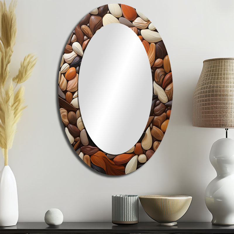 Bean Ballet Stone Collage - Miroir décoratif ovale sur métal, 36 po x 24 po
