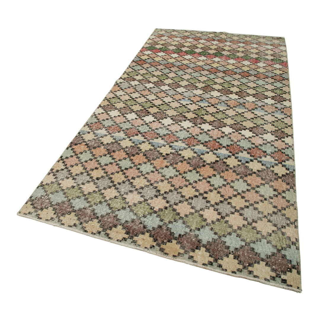 Checkered Kilim Beige Checkered Wool Handmade Area Rug