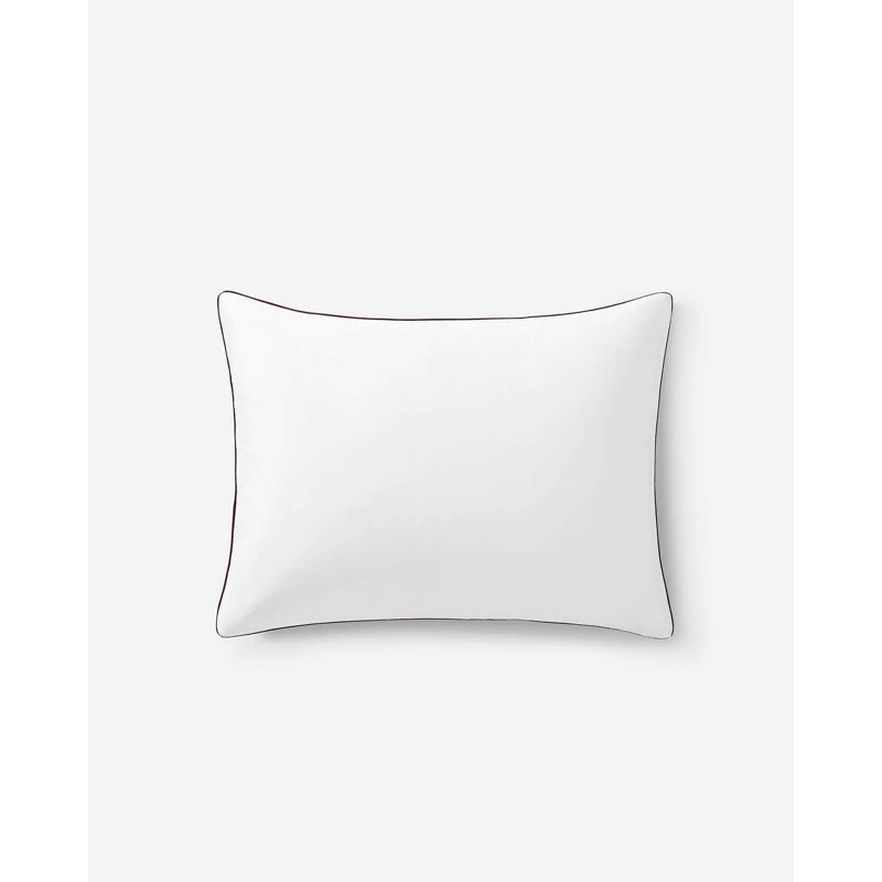 Luxe Bamboo Sham Set With Piping, White/Fig, Queen Sham