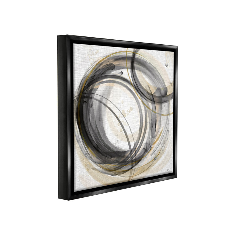 "Neutral Circular Abstract" par Nan sur toile, H 18 po x l 18 po, Cadre flottant noir de jais