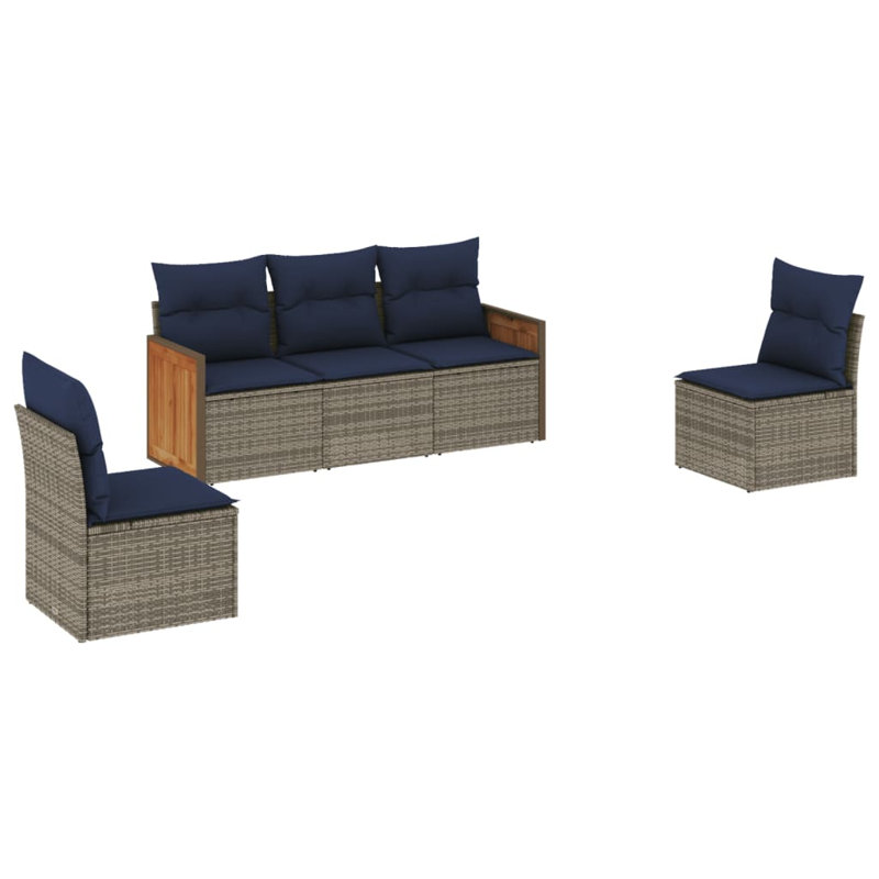 6 Piece Patio Sofa Set With Cushions Black Poly Rattan