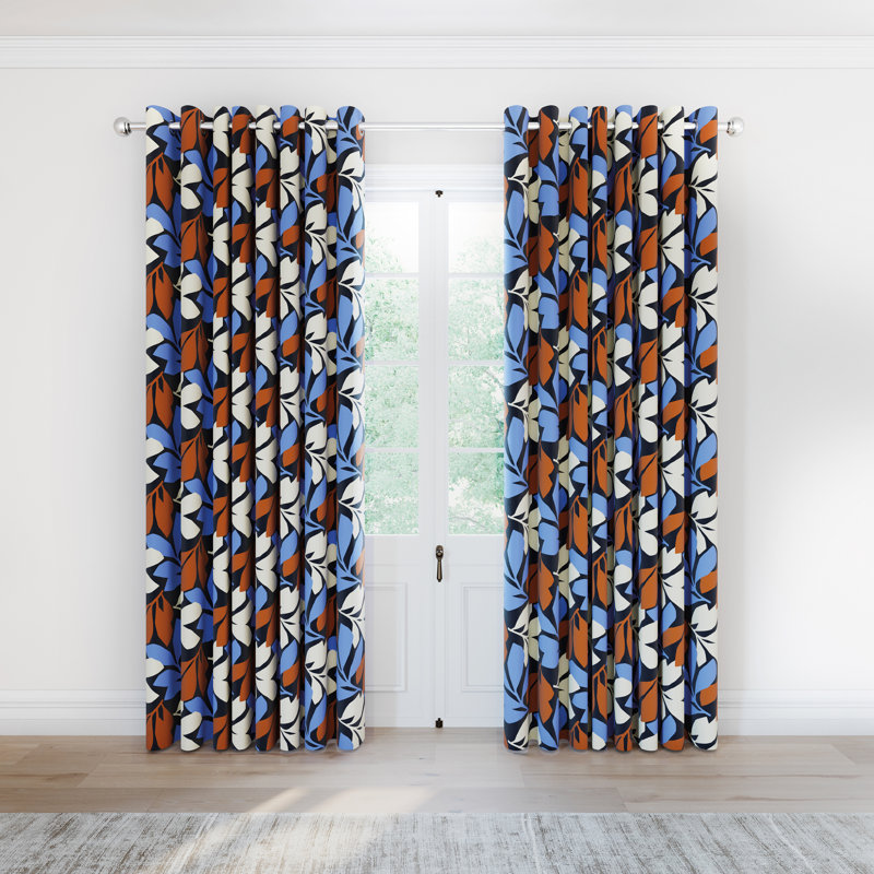 Otto Lined Curtains, 66cm Width x 72cm Drop, Burnt Orange