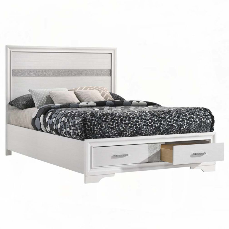 Storage Panel Bed with 2 Drawer, Full, White