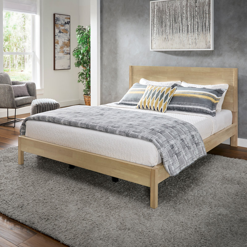 Ismail Danish-Inspired Modern Platform Bed, Natural, Queen